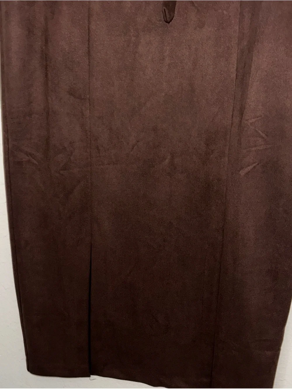 Women’s Dark Brown Faux Suede Skirt with Belt